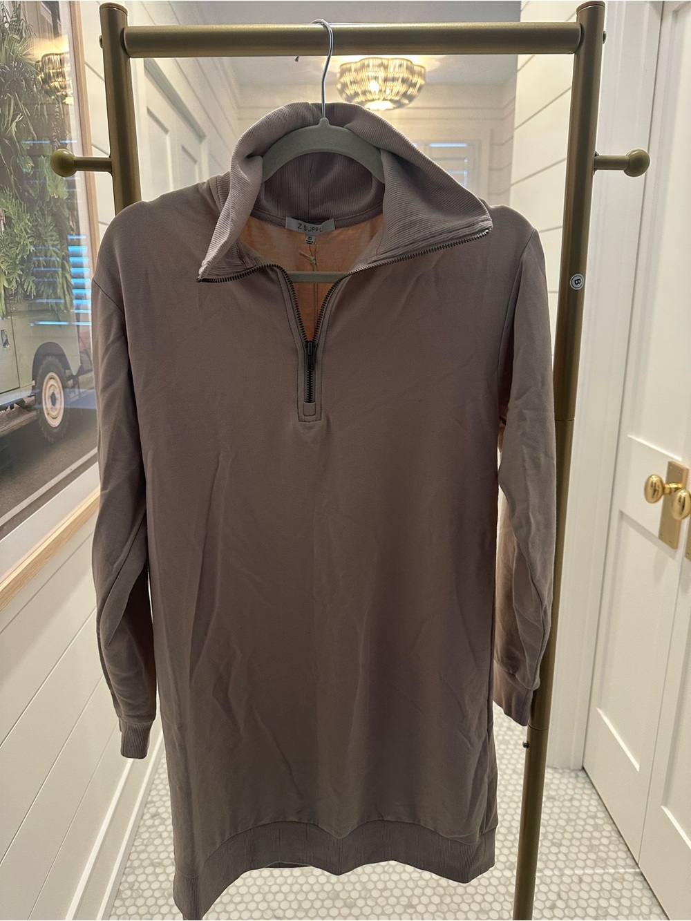 Z Supply Lightweight Quarter-Zip Shirt dress  NWT